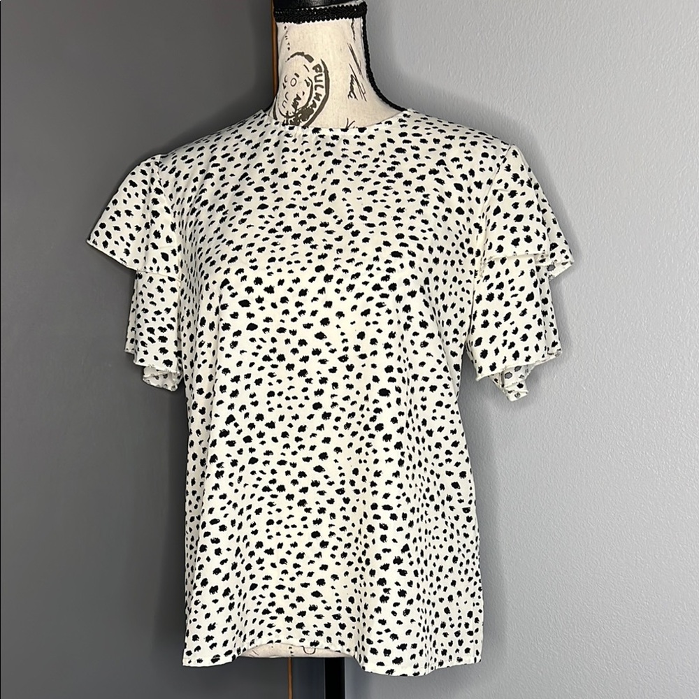 Women's Black and White Polka Dot Top